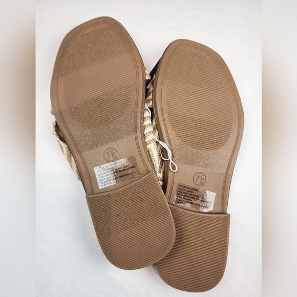 Universal Thread Fabric Sandals Tan Knotted Beach Slipons Women's Size 7.5 New - Picture 5 of 7